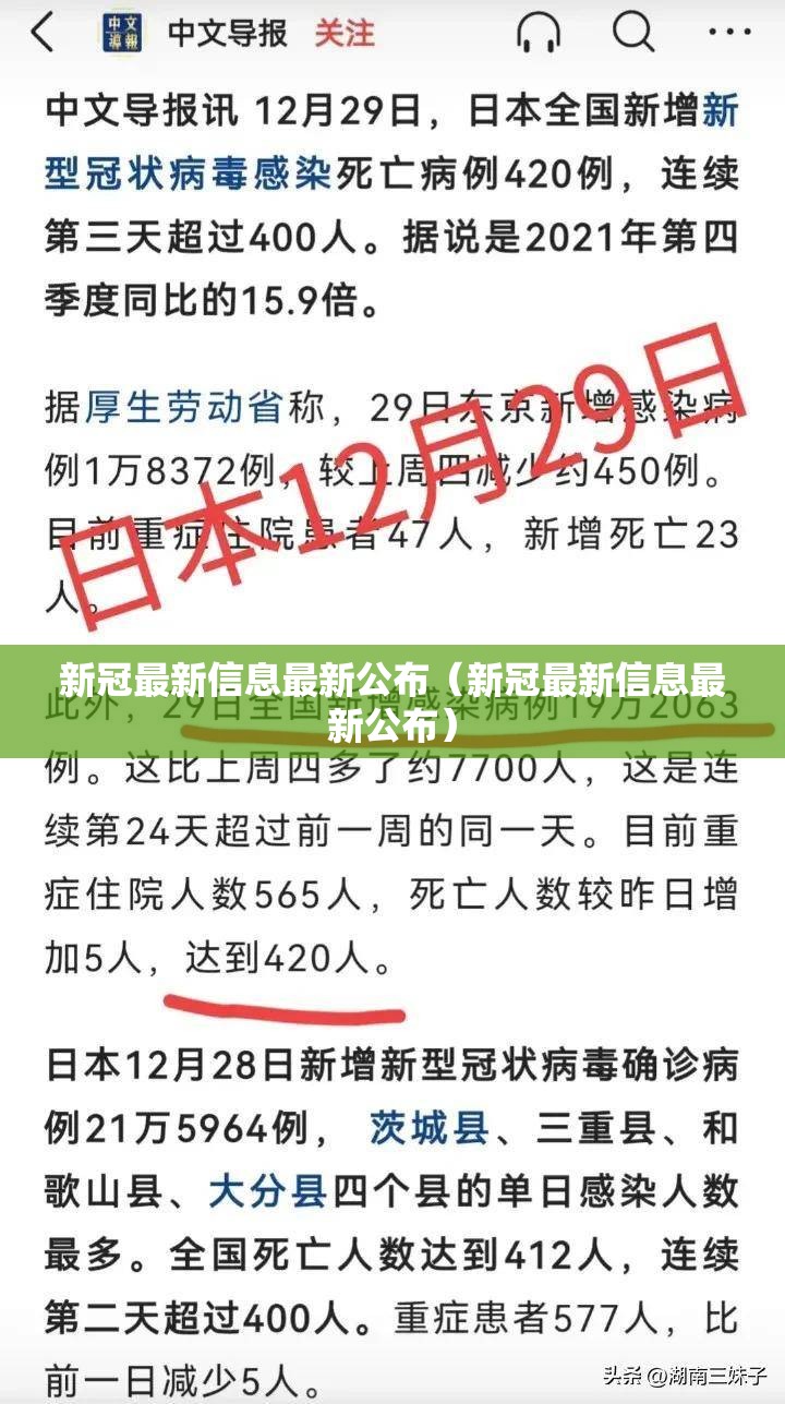 新冠最新信息最新公布（新冠最新信息最新公布）
