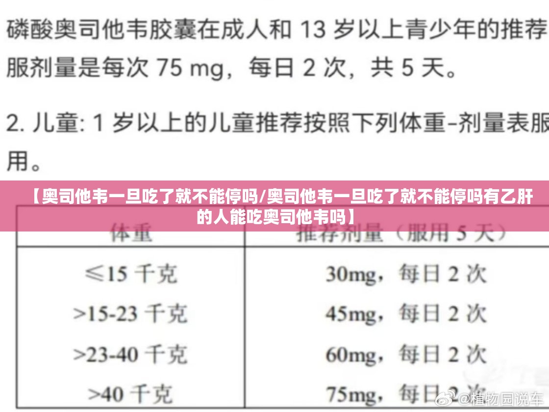 【奥司他韦一旦吃了就不能停吗/奥司他韦一旦吃了就不能停吗有乙肝的人能吃奥司他韦吗】