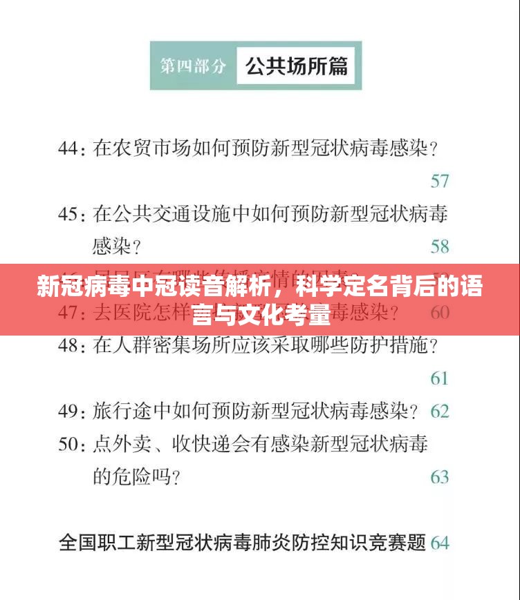 新冠病毒中冠读音解析，科学定名背后的语言与文化考量