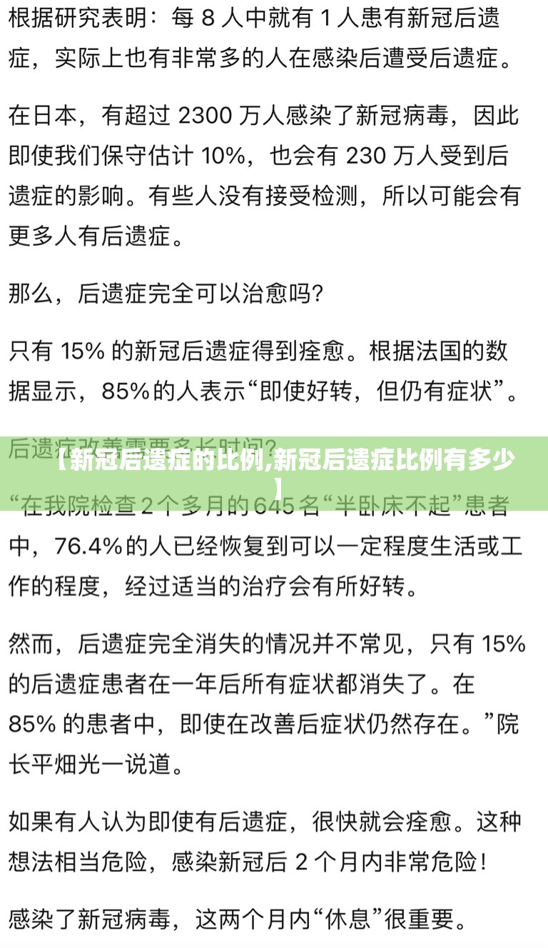 【新冠后遗症的比例,新冠后遗症比例有多少】