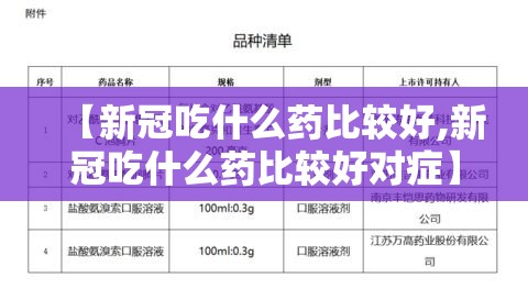 【新冠吃什么药比较好,新冠吃什么药比较好对症】